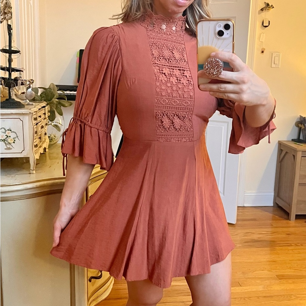 Princess Polly Rust Colored Victorian Mini Dress